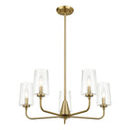 Dazzle Five-Light Chandelier with Clear Seeded Glass, Satin Brass Finish, Elegant and Sophisticated Design, 26.5" L x 26.5" W x 11" H, Clear+Gold