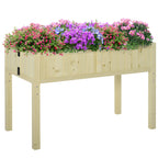 Raised Garden Bed Elevated Wooden Planter Box with Space-Saving Folding Design, Drainage Holes, & Inner Liner for Vegetable Fruit Herb Grow