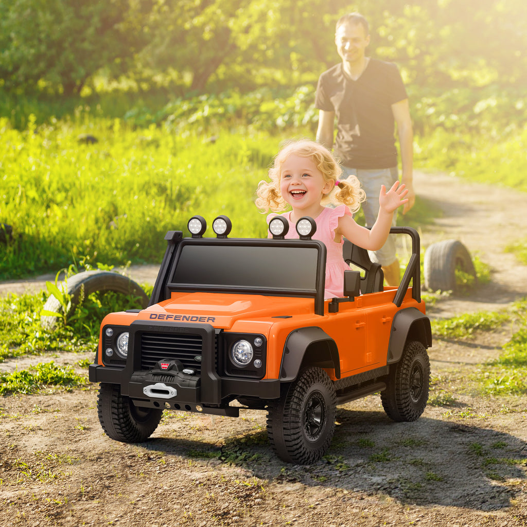 Licensed Electric Car for Kids with Remote Control, Dual Motors, Spring Suspension, LED Lights, Orange