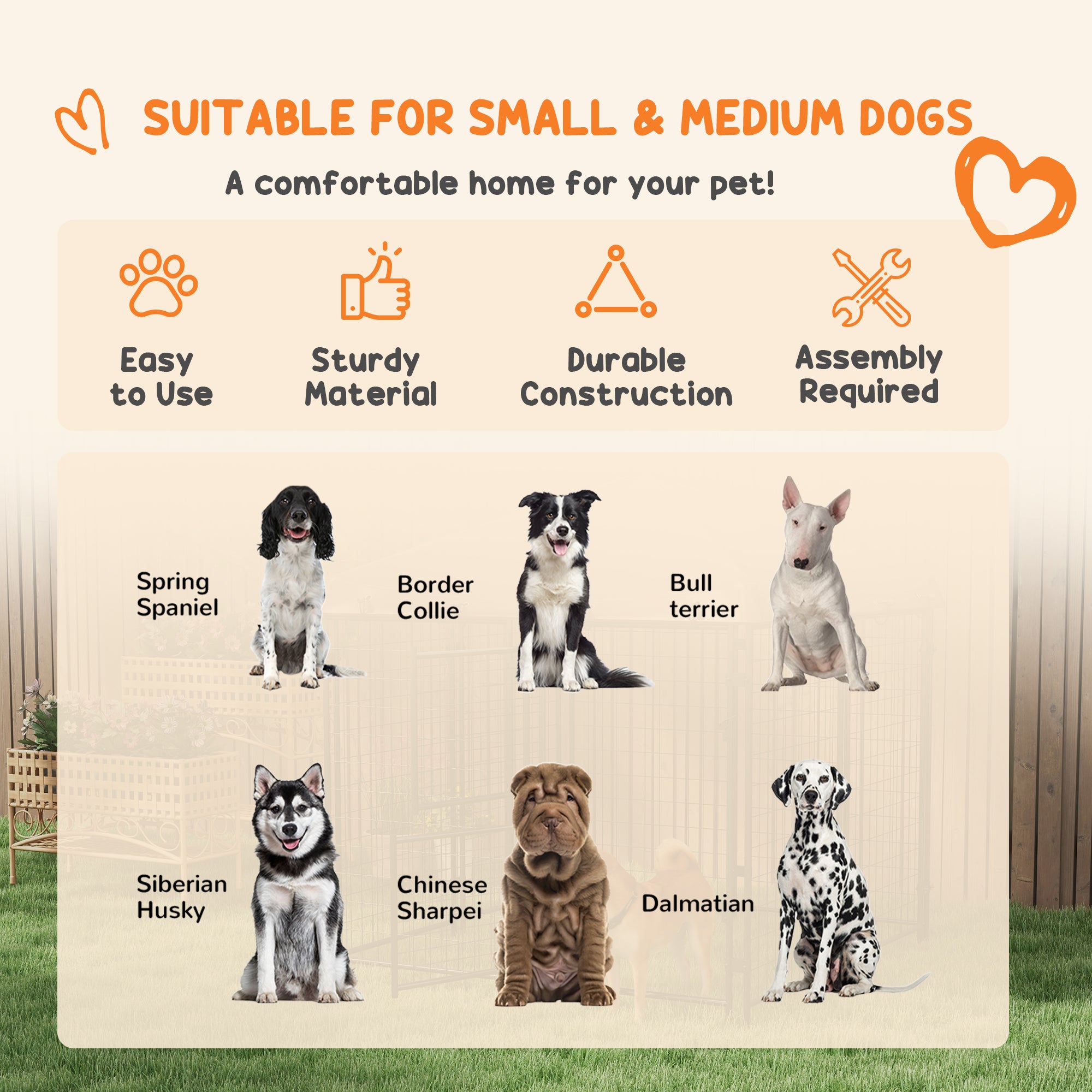 4.6' x 4.6' x 5' Dog Kennel Outdoor with Waterproof Canopy, Large Door