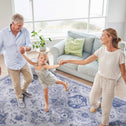 8x10 Washable Kid and Pet Friendly Area Rug, Low-Pile Non-Slip Non-Shedding Rug Blanket, for Living Room, Bedroom, Dining Room, Blue
