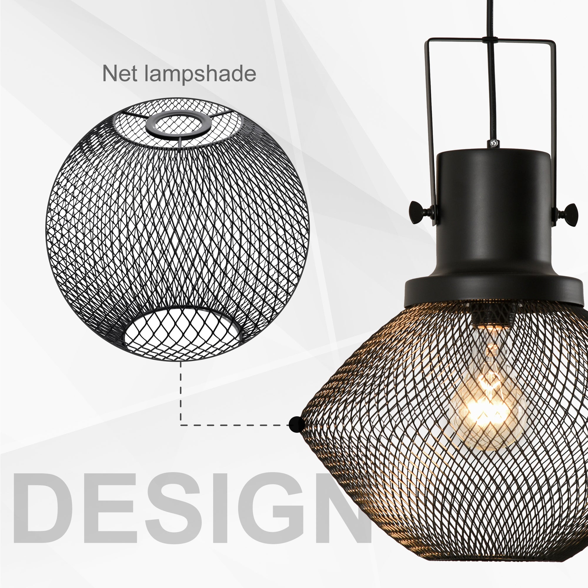 Industrial Pendant Light Fixtures with Adjustable Hanging Chain, Black