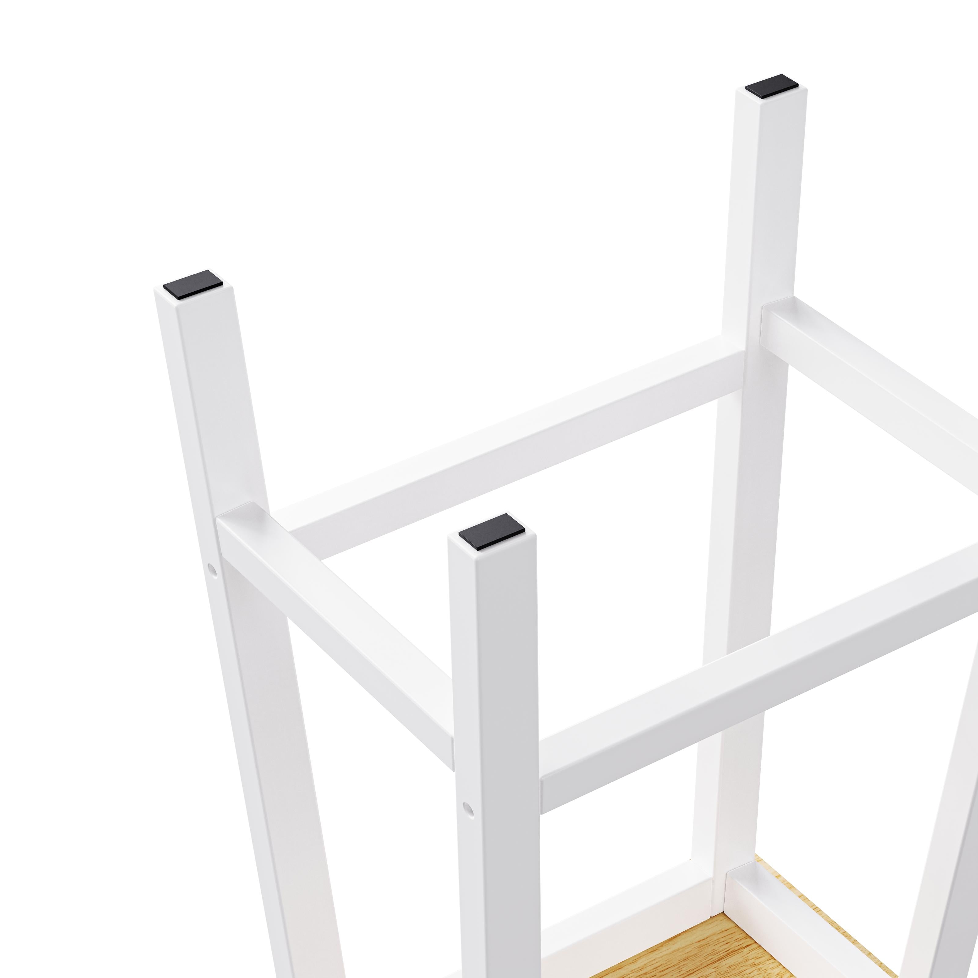 Set of 2 Farmhouse Style Solid Wood Bar Stools with Anti-Scratch Pads, Kitchen Counter Stools with Footrests, 16" L x 11" W x 25.5" H, White