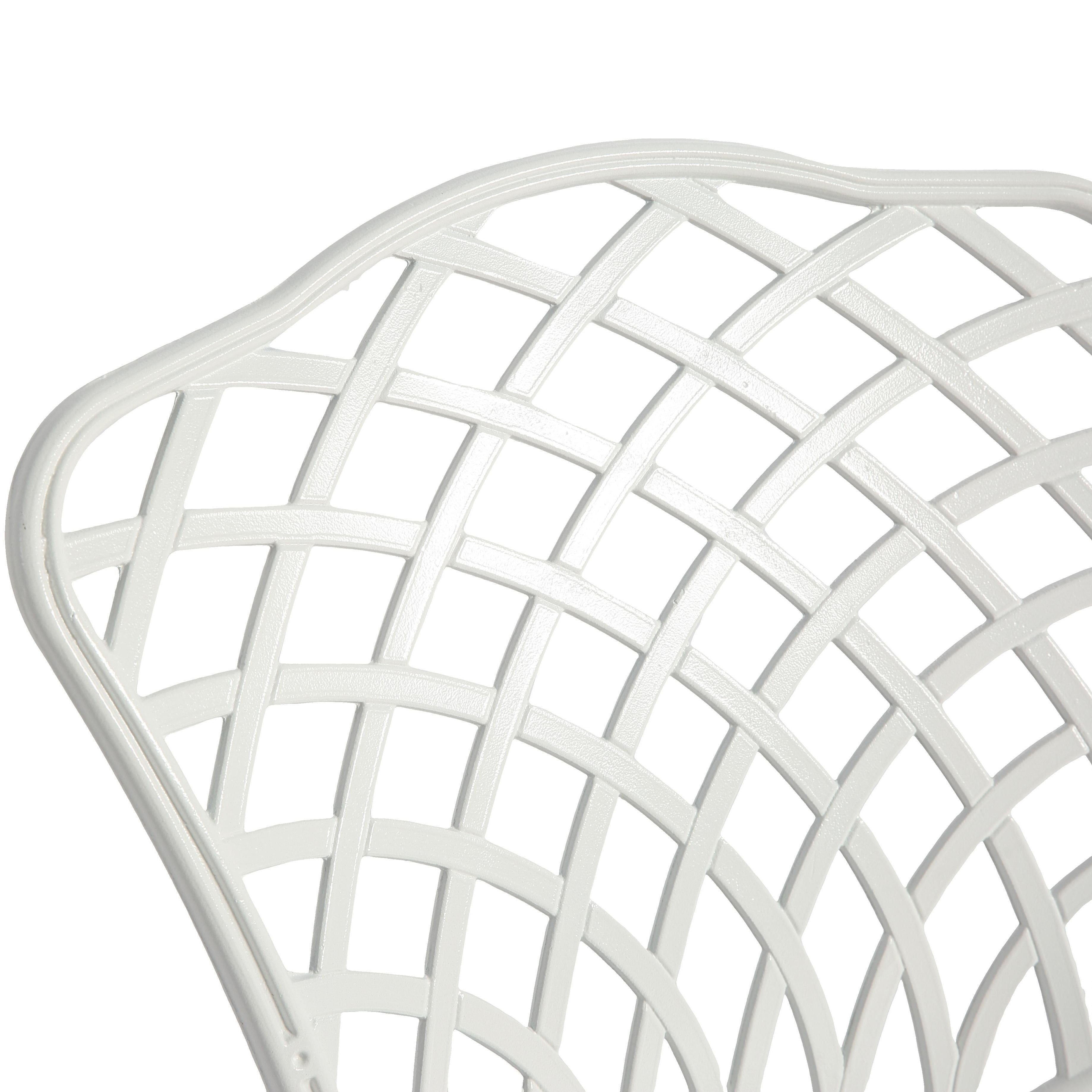 3-Piece Bistro Set with Cushions, Includes 2 Chairs and 1 Round Table, Rustproof Cast Aluminum Patio Furniture for Garden, Patio, Balcony, White