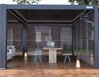 Privacy Shutter Walls Adjustable 0–180° All-Aluminum Panel Add-On, 20' Side Gray for Pergola Shade and Privacy Control