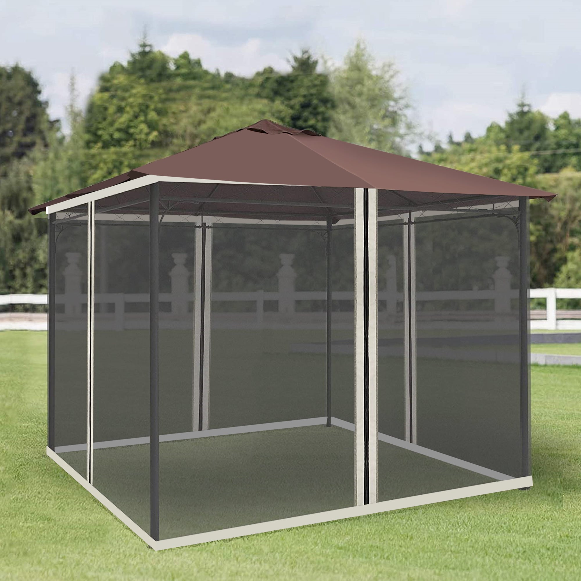 9.84' x 13.1' Gazebo with Netting, Universal Size, Canopy Tents with Zippers, black rings, high-quality polyester, Washable, (Sidewall Only) Black
