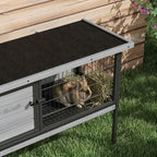 Wooden Rabbit Hutch Elevated with No Leak Tray, Openable Roof for Indoor/Outdoor, Gray