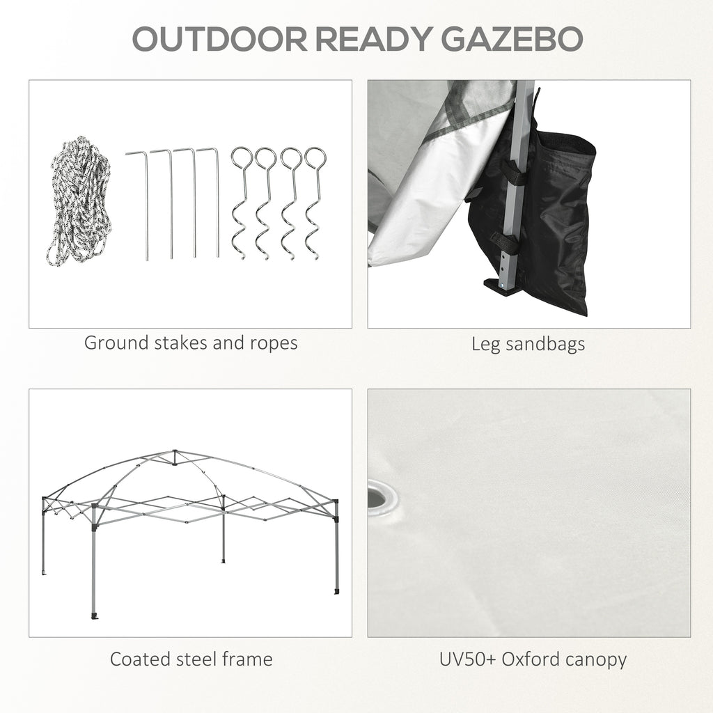 10' x 10' Pop Up Canopy Tent with Netting, Instant Sun Shelter, Tents for Parties, Height Adjustable, with Wheeled Carry Bag and 4 Sand Bags for Outdoor, Garden, Patio, Gray
