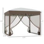 10' x 10' Pop Up Canopy Tent with Netting, Instant Sun Shelter, Tents for Parties, Height Adjustable, with Wheeled Carry Bag and 4 Sand Bags for Outdoor, Garden, Patio, Cream