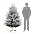 6 FT Artificial Christmas Tree, Flocked Hinged Xmas Tree with 795 Tips, Steel Base, Auto Open, Green