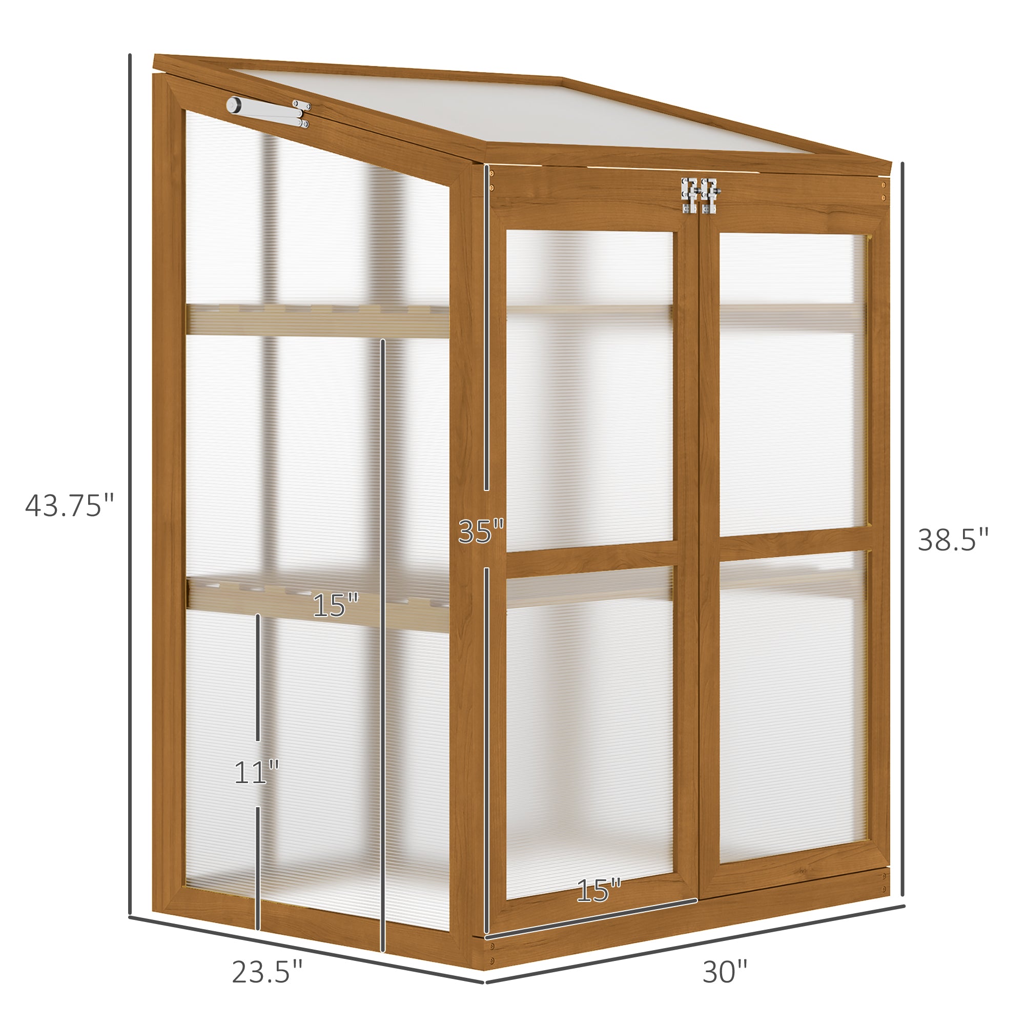 Wooden Cold Frame Greenhouse Small Mini Planter Box, 30" L x 24" W x 44" H, Brown