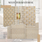 Folding Room Divider Screen 4 Panel 6' Tall Privacy Screen Freestanding Wood Partition for Home Office, Washed Oak