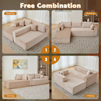 Compressed Sofa Minimalist Sectional with Comfy Chaise, Modular Oversized Sofa for Living Rooms, 110'' L x 70.5'' W x 23.5'' H, Beige