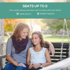 Porch Swing with Chains and Cupholders, 2 Person Wooden Patio Swing Chair, 440 lbs. Weight Capacity, for Garden, Poolside, Backyard, Black