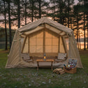 Upgrade Inflatable Camping Tent with Higher Sidewalls, 4-Season Waterproof Family Tent with Stove Jack, 126″ L x 98.5″ W x 82.5″ H, Beige