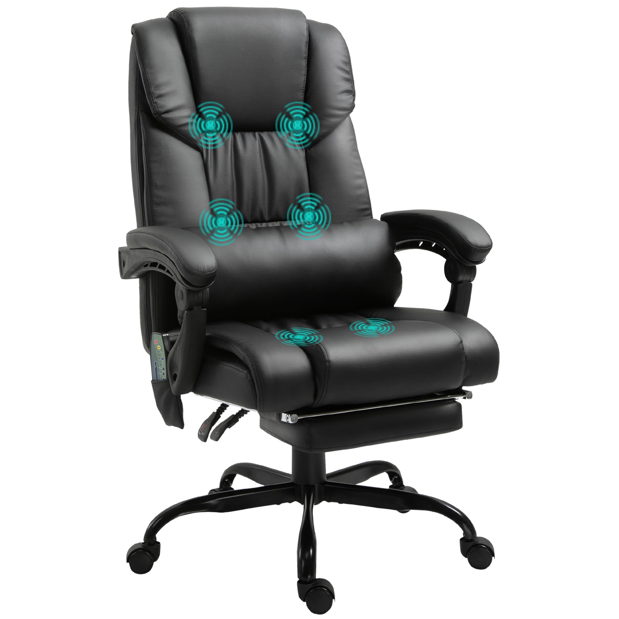 Massage Office Chair with 6 Vibrating Points, High Back Reclining Office Chair with Footrest and Remote, Black