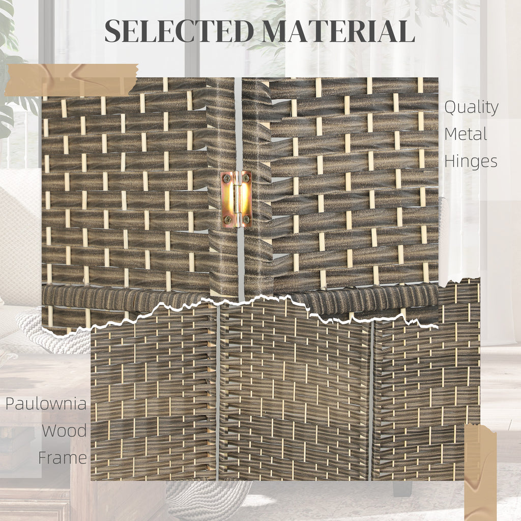 Folding Room Divider Screen 6 Panel 6' Tall Privacy Screen Freestanding Wood Partition for Home Office, Dark Rustic Oak