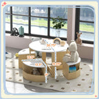 5 Piece Kids Table and Chairs Set with Storage for Art, Craft, Drawing, Playroom, Classroom, Nursery, White