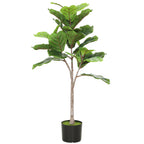 Artificial Fiddle Leaf Fig Tree, 43" Potted Plant with Flocked Soil for Home Office Decor, Green