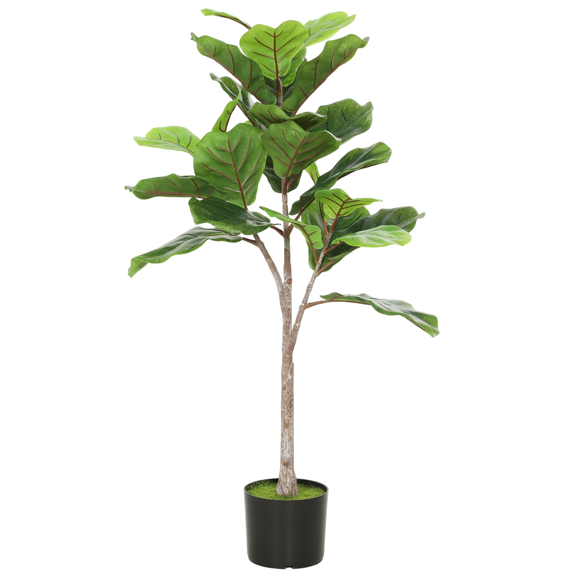 Artificial Fiddle Leaf Fig Tree, 43" Potted Plant with Flocked Soil for Home Office Decor, Green