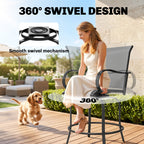 Outdoor Bar Stools Set of 2, 360° Swivel Bar Height Chairs, 26.75" x 29.5" x 48.5", Gray