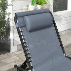 Folding Chaise Lounge Pool Chair with 4-Position Reclining Back, Breathable Mesh & Bungee Seat, Gray