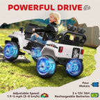 Ride on Truck Car with 2-Seater, 24V Electric Car with 4 Motors, Remote Control, Spring Suspension for 3-8 Years, White