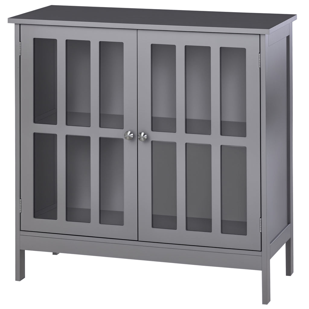 Contemporary Storage Cabinet, Cupboard Buffet Credenza with 2 Doors for Kitchen, Hallway, Living Room, Gray