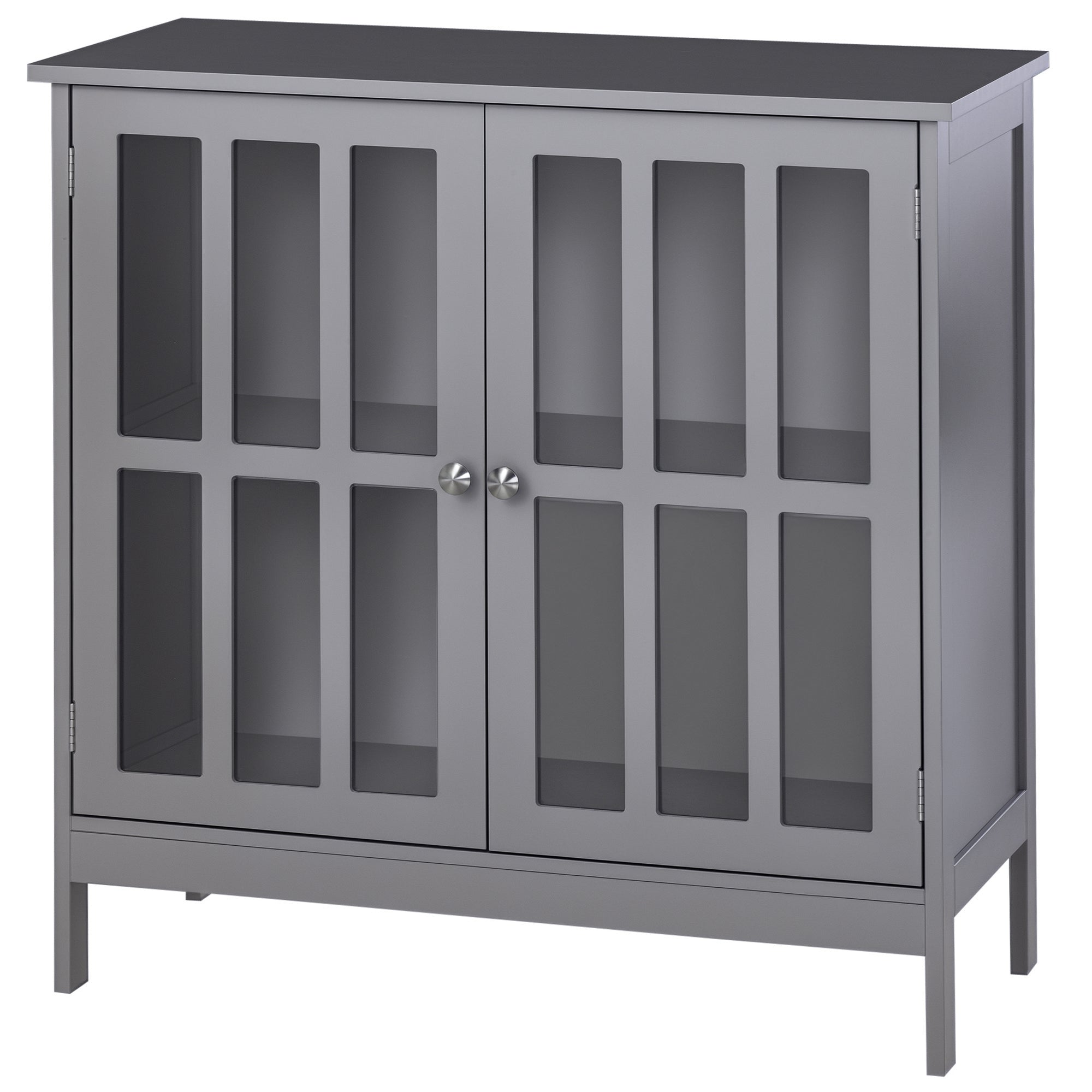Contemporary Storage Cabinet, Cupboard Buffet Credenza with 2 Doors for Kitchen, Hallway, Living Room, Gray