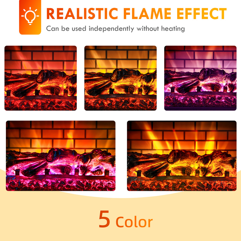 Electric Fireplace Stove, Infrared Fireplace Heater with Realistic Flame & Adjustable Temperature, 1500W, White