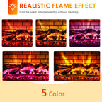 Electric Fireplace Stove, Infrared Fireplace Heater with Realistic Flame & Adjustable Temperature, 1500W, White