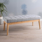 Fabric Ottoman with Cushioned Top, Sturdy Frame, and Space-Saving Design, 43.5" L x 15.75" W x 17" H, Light Gray