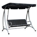 3-Seat Outdoor Porch Swing Chair, Patio Swing Glider with Adjustable Canopy, Breathable Seat, and Steel Frame for Garden, Poolside, Backyard, Black