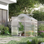 4' L x 6' W Walk-In Polycarbonate Greenhouse with Roof Vent,Greenhouse for Winter