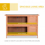 54" 2-Story Large Rabbit Hutch Bunny Cage Wooden Pet House Small Animal Habitat Lockable Doors, Tray, Roof, Orange