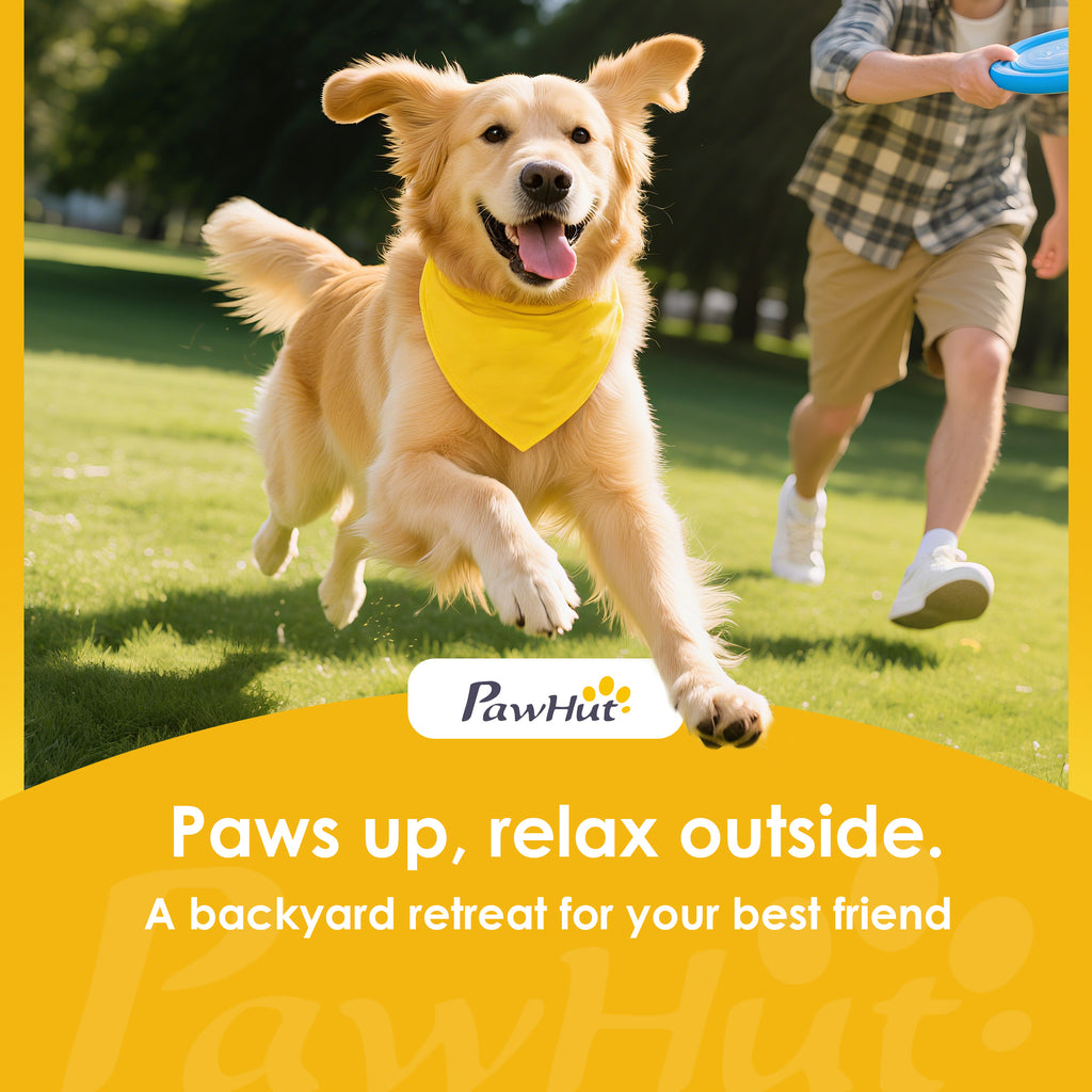 8' x 4' x 6' Outdoor Dog Kennel, Dog Kennel Outside Run with 360° Rotating Bowls, Waterproof & UV Resistant Cover