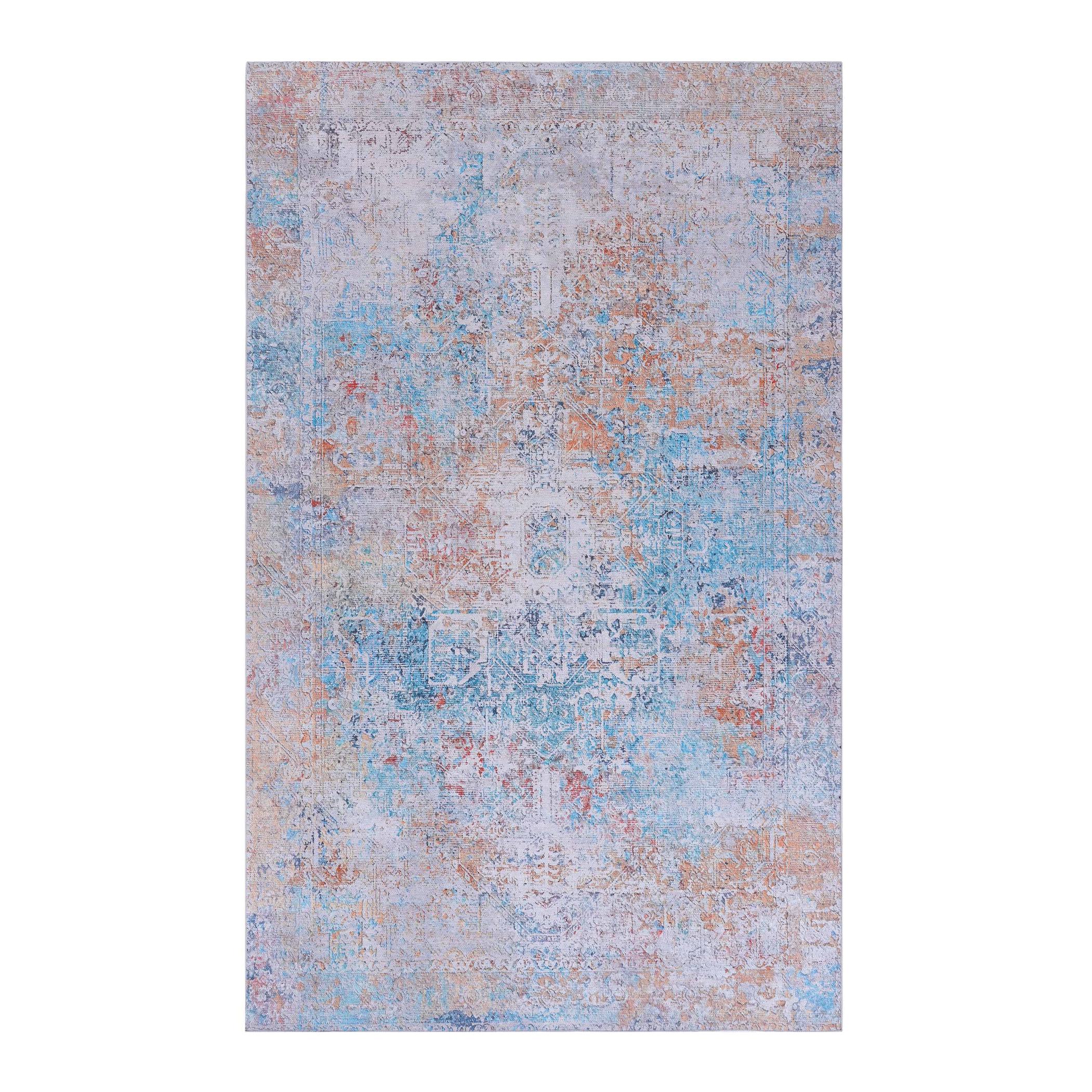 5x8 Washable Kid and Pet Friendly Area Rug, Low-Pile Non-Slip Non-Shedding Rug Blanket, for Living Room, Bedroom, Kitchen, Multicolor