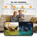 2K HD AI Camera Automatic Chicken Coop Door with APP Remote Control, WiFi Solar Powered with 5200 mAh Large Battery