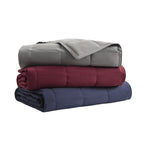 Machine Washable Wearable Multipurpose Throw with Goose Feather, Down Filling, Water-Repellent Microfiber, 68" L x 62" W x 0.25" H, Indigo