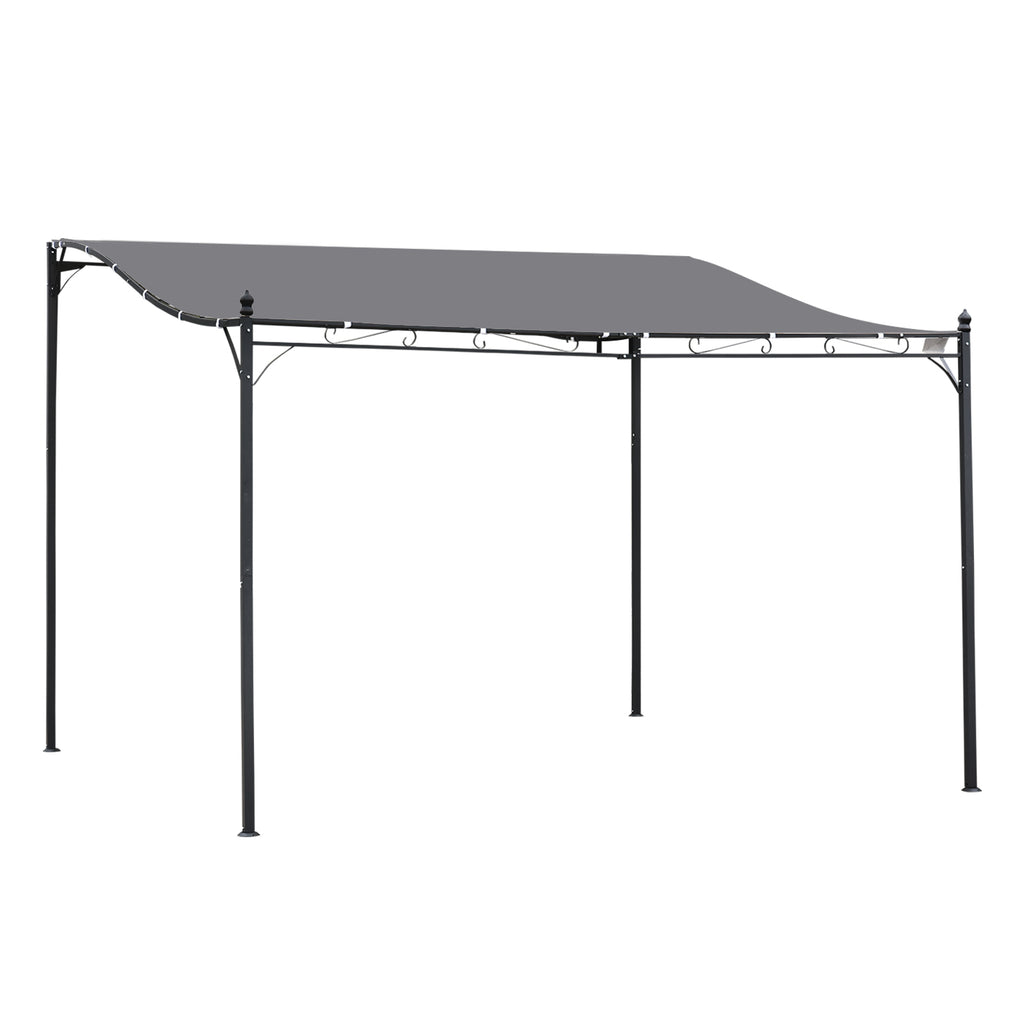 10' x 13' Outdoor Pergola Gazebo, Steel Patio Canopy with Weather-Resistant Fabric and Drainage Holes, Gray