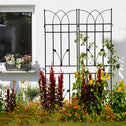 4 Pack Metal Garden Trellis with Rustproof Feature and Sturdy Iron Construction, Climbing Plant Support, Easy Assembly, Black