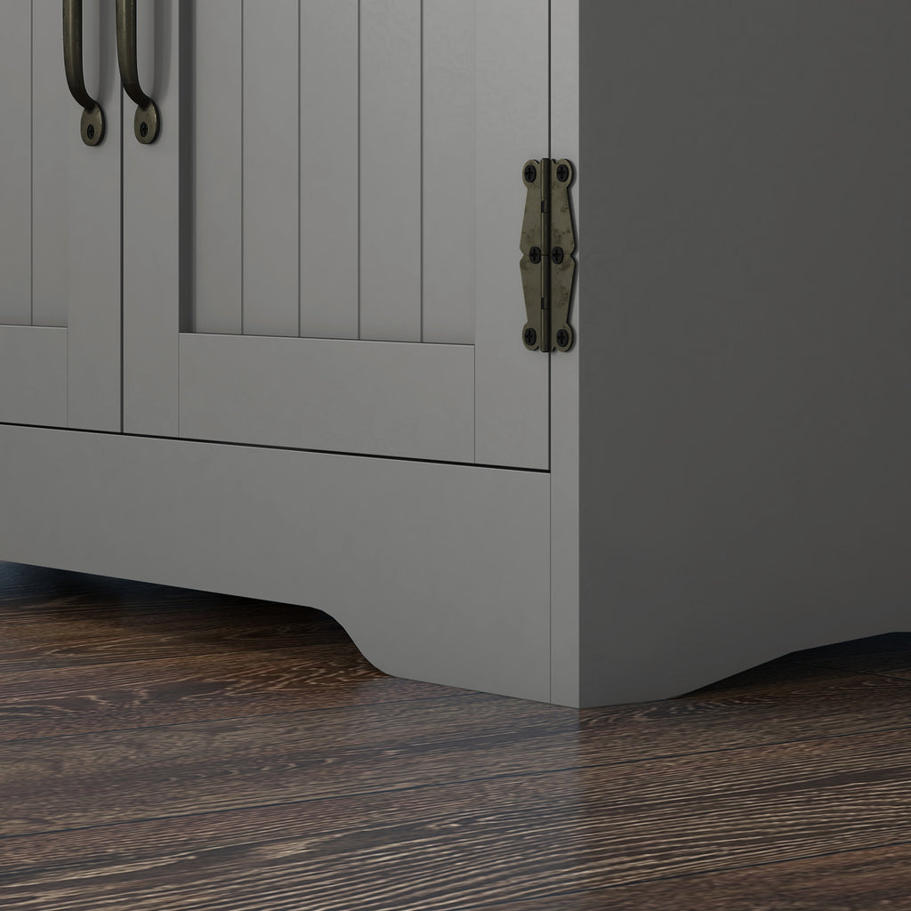 Accent Floor Storage Cabinet Kitchen Pantry with Adjustable Shelves and 2 Lower Doors, Gray