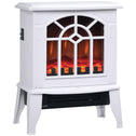 Electric Fireplace Heater, Freestanding Fireplace Stove with Realistic Flames Overheating Protection 750W/1500W, White