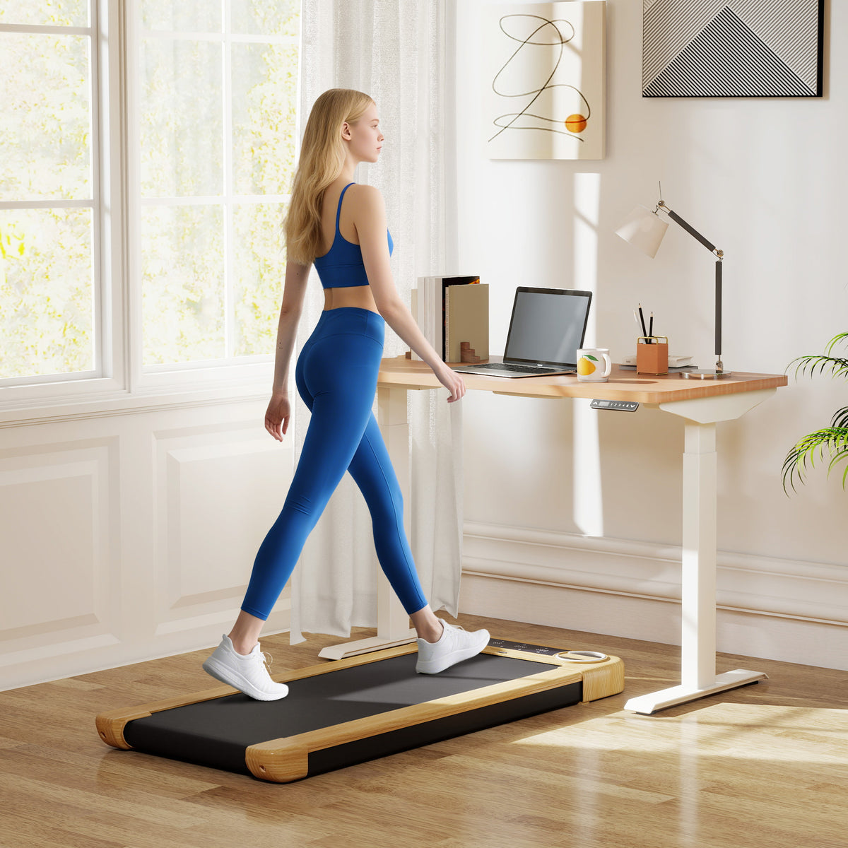 Walking Pad, Under Desk Treadmill with 17" x 43" Wide Belt, Remote Control, Bluetooth Speaker, Wheels and LED Display