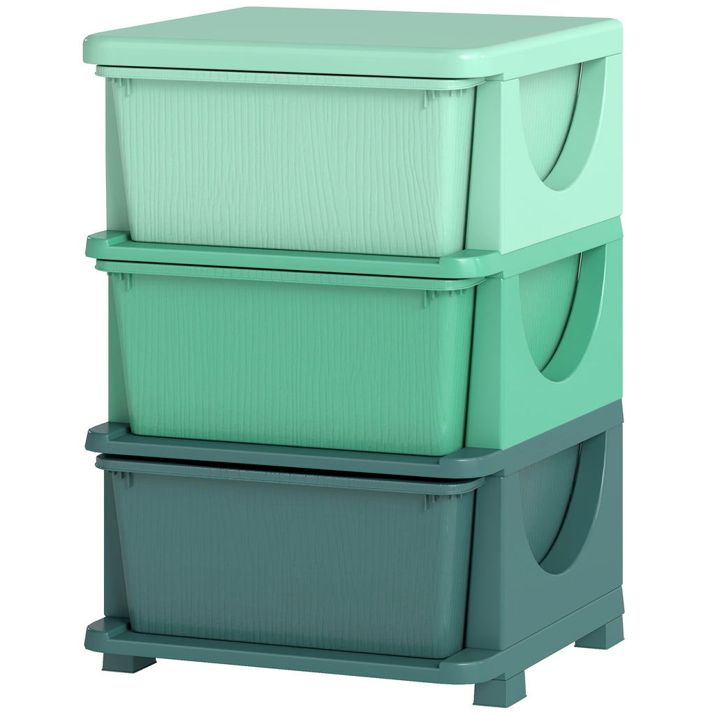 3 Tier Kids Storage Unit, Toy Organizers and Storage with 3 Drawer for Bedroom Nursery Living Room for Boys Girls Green