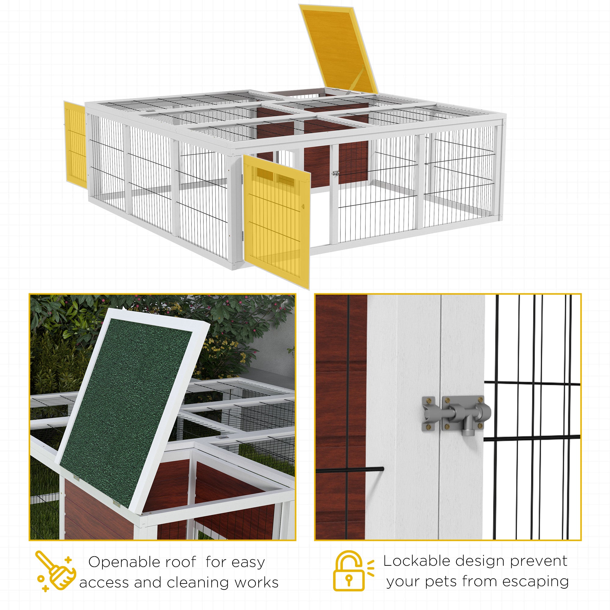 59" Wooden Outdoor Rabbit Hutch Playpen Tortoise House Habitat with Run and Enclosed Cover