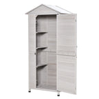 Wooden Garden Cabinet 4-Tier Storage Shed Lockable Organizer w/ Foot Pad Handle