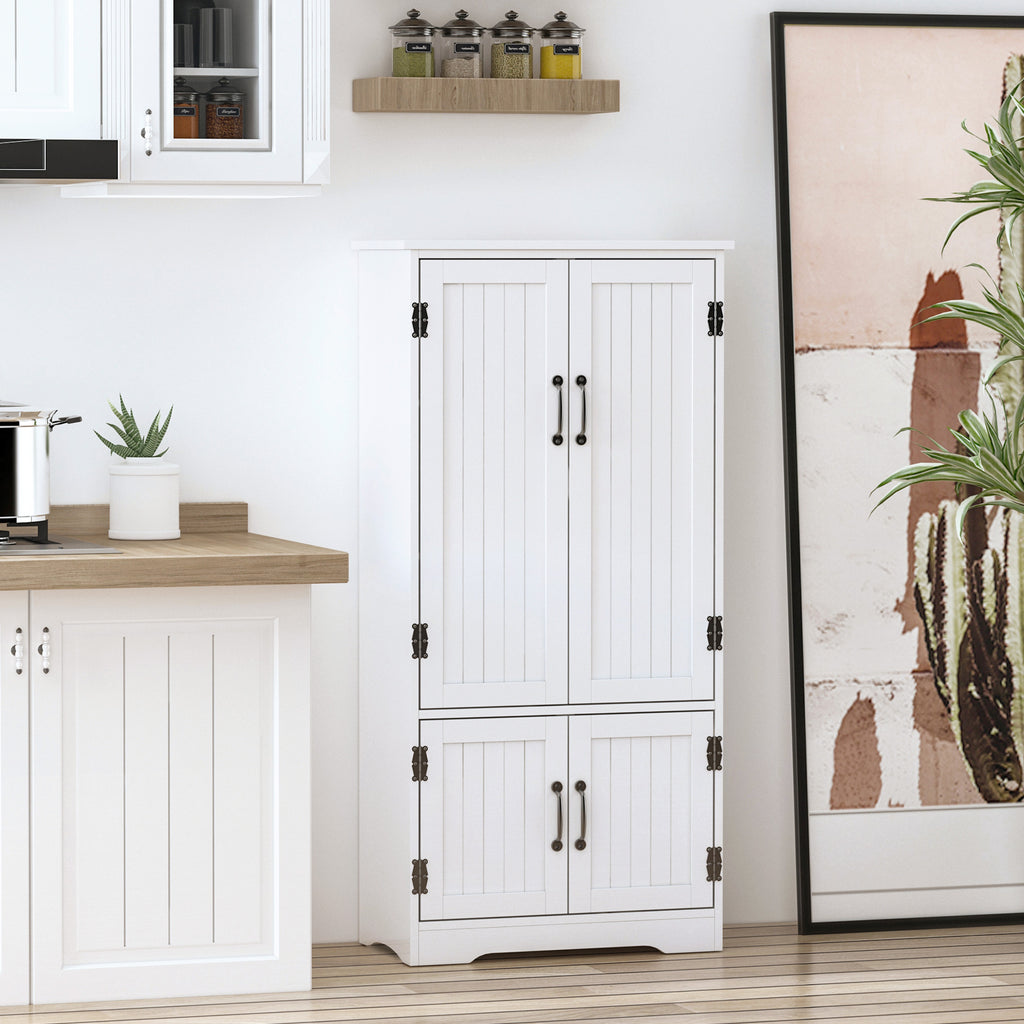 Accent Floor Storage Cabinet Kitchen Pantry with Adjustable Shelves and 2 Lower Doors, White