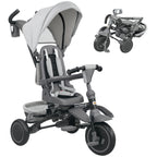 6 in 1 Kids Tricycle with Adjustable Push Handle, Removable Canopy, Reversible Seat, for 1-5 Years, Gray