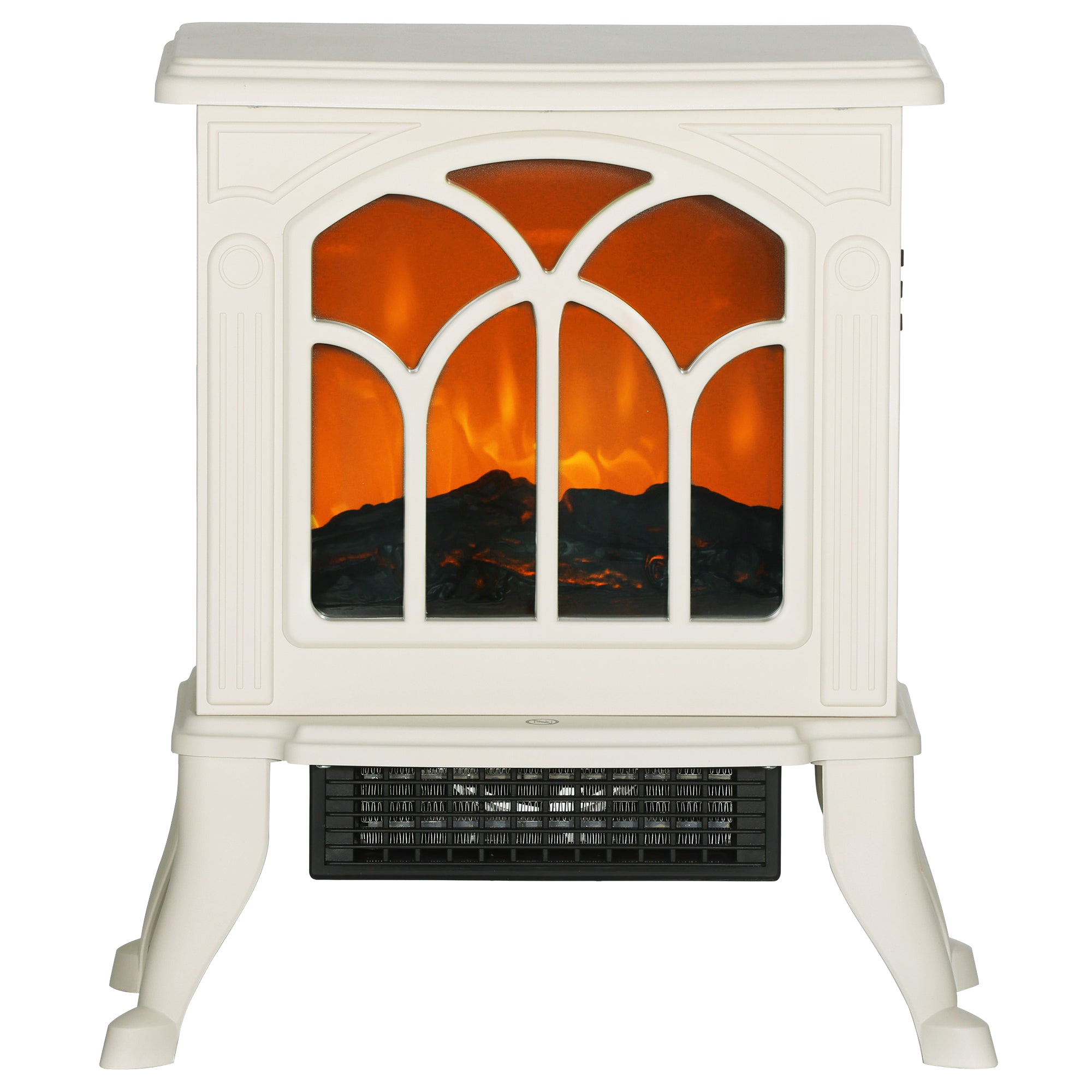 Electric Fireplace Heater, Freestanding Fireplace Stove with Realistic Logs and Flame Effect, 750W/1500W, Beige